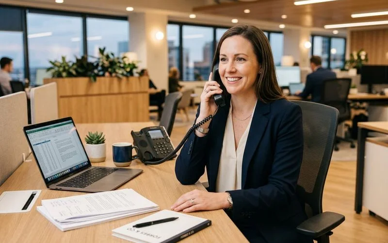 Notary conducting secure remote online notarization session with client visible on computer screen during video call